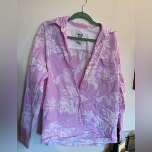 Totem By The Sea 100% Cotton Floral Hawaiian Button Down Oversized, sz M